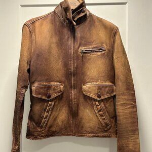 Men's Vintage Polo Ralph Lauren Leather Moto Jacket